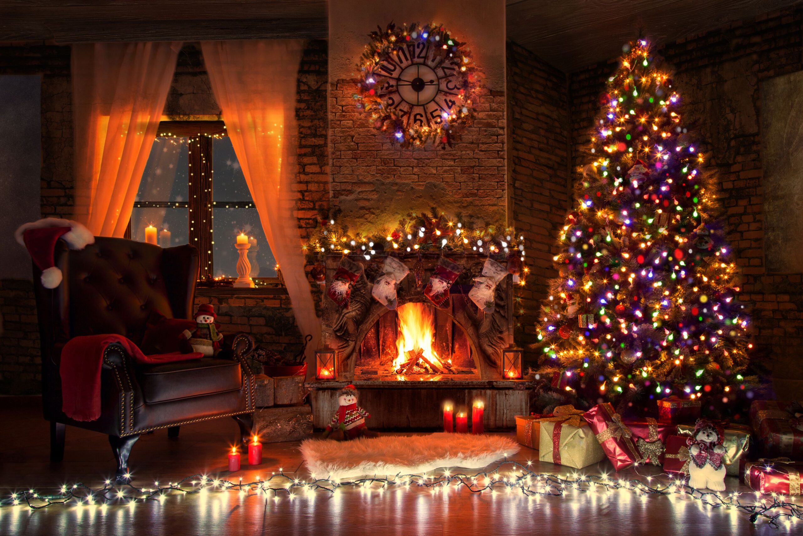 Cozy Nordic living room with advent decor featuring natural textiles candlelight and minimalist Christmas decorations