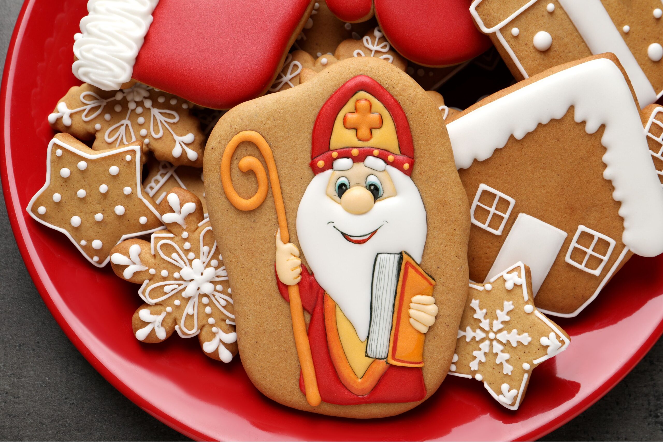 Traditional European St Nicholas cookies with spices representing authentic holiday tradition