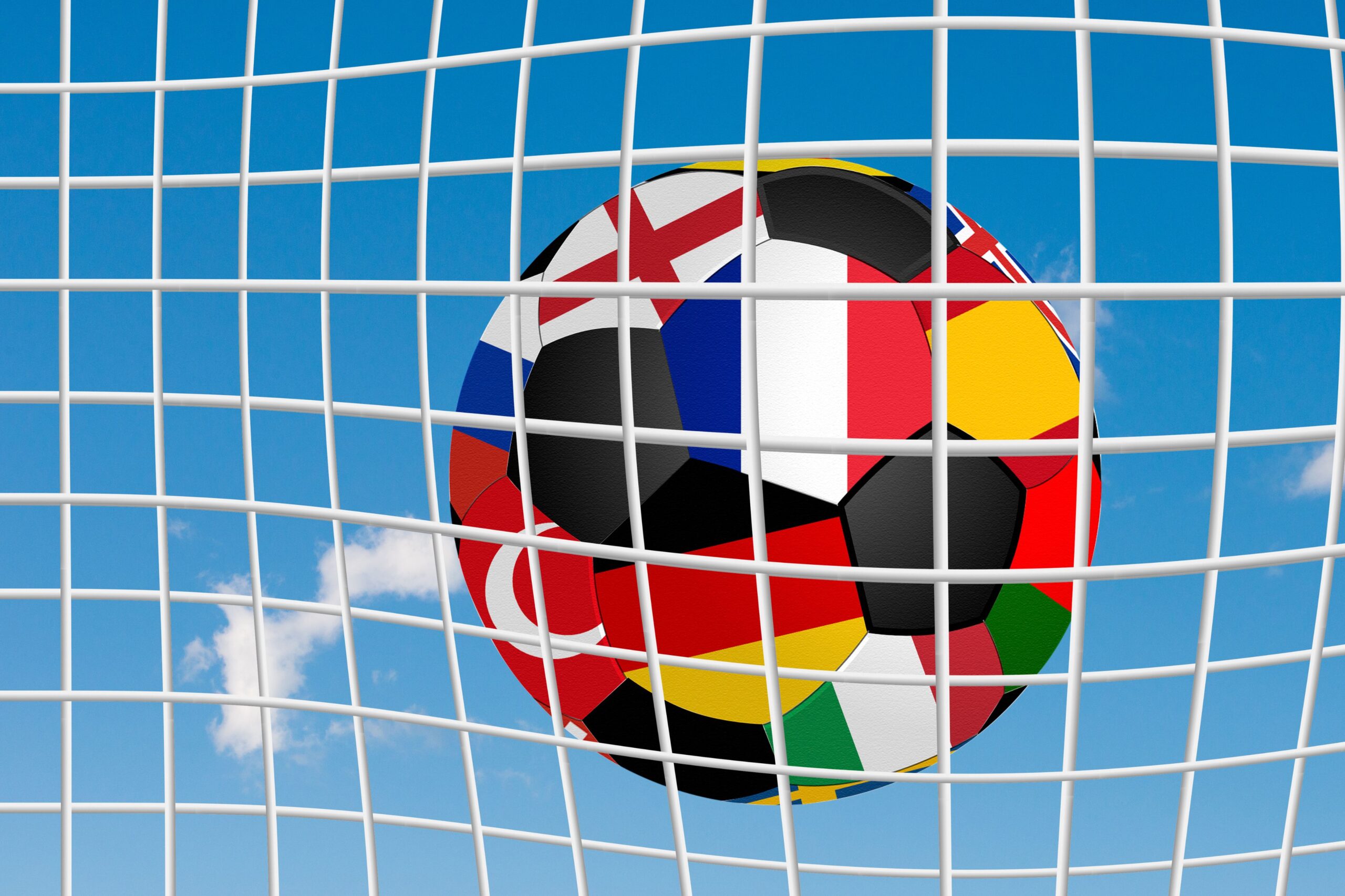 football europan ball in net