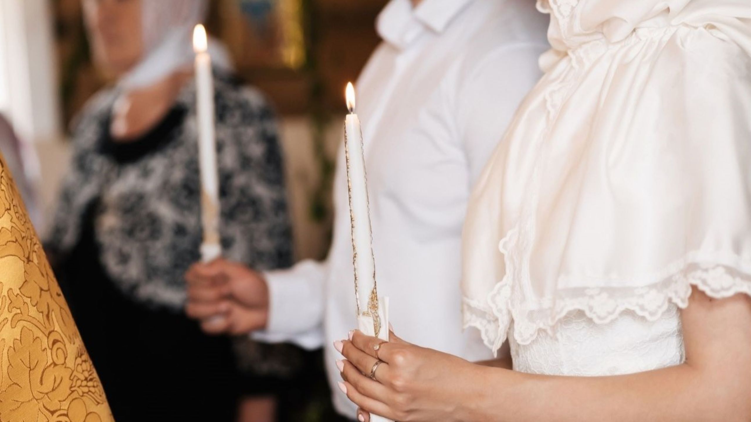 Traditional Lucia Day festival procession with girl wearing white gown and candle crown leading attendants through Swedish church, representing Scandinavia's beloved December 13 light celebration