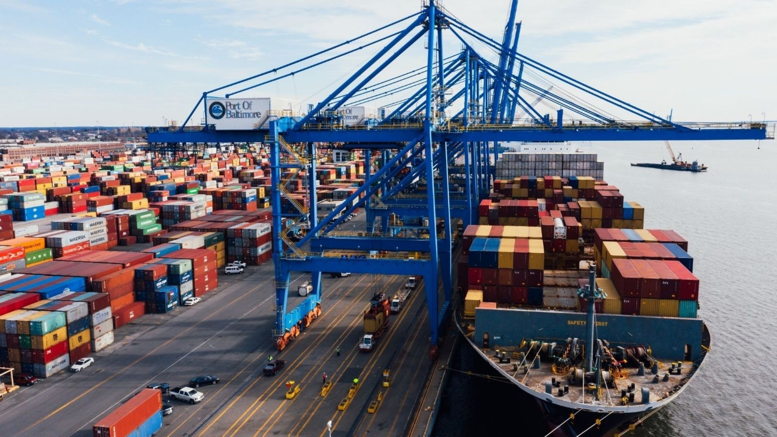 Logistics hub Rotterdam with port expansion handling container ships and European supply chain operations