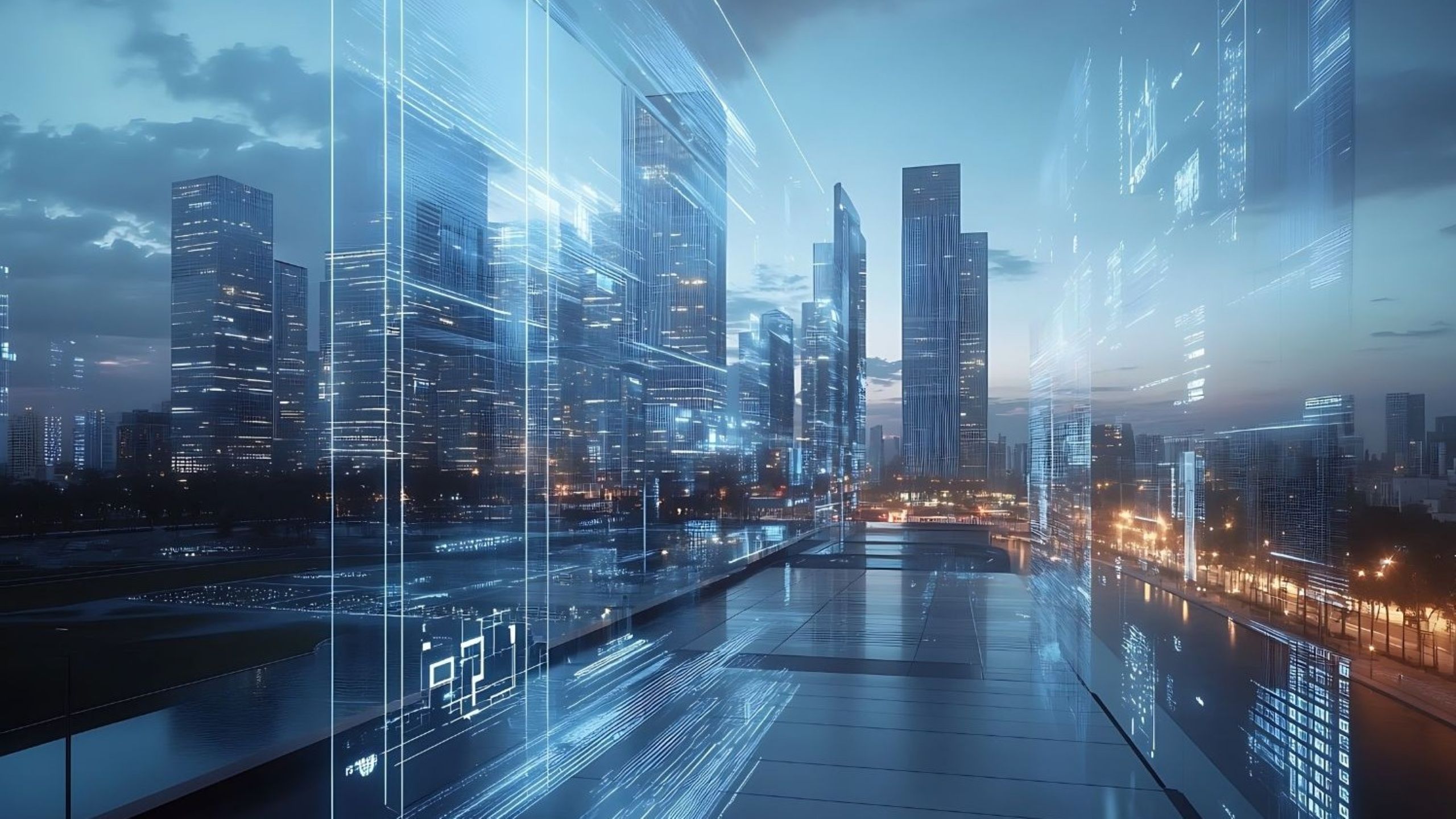 PropTech innovation featuring smart building solutions with modern European architecture and technology