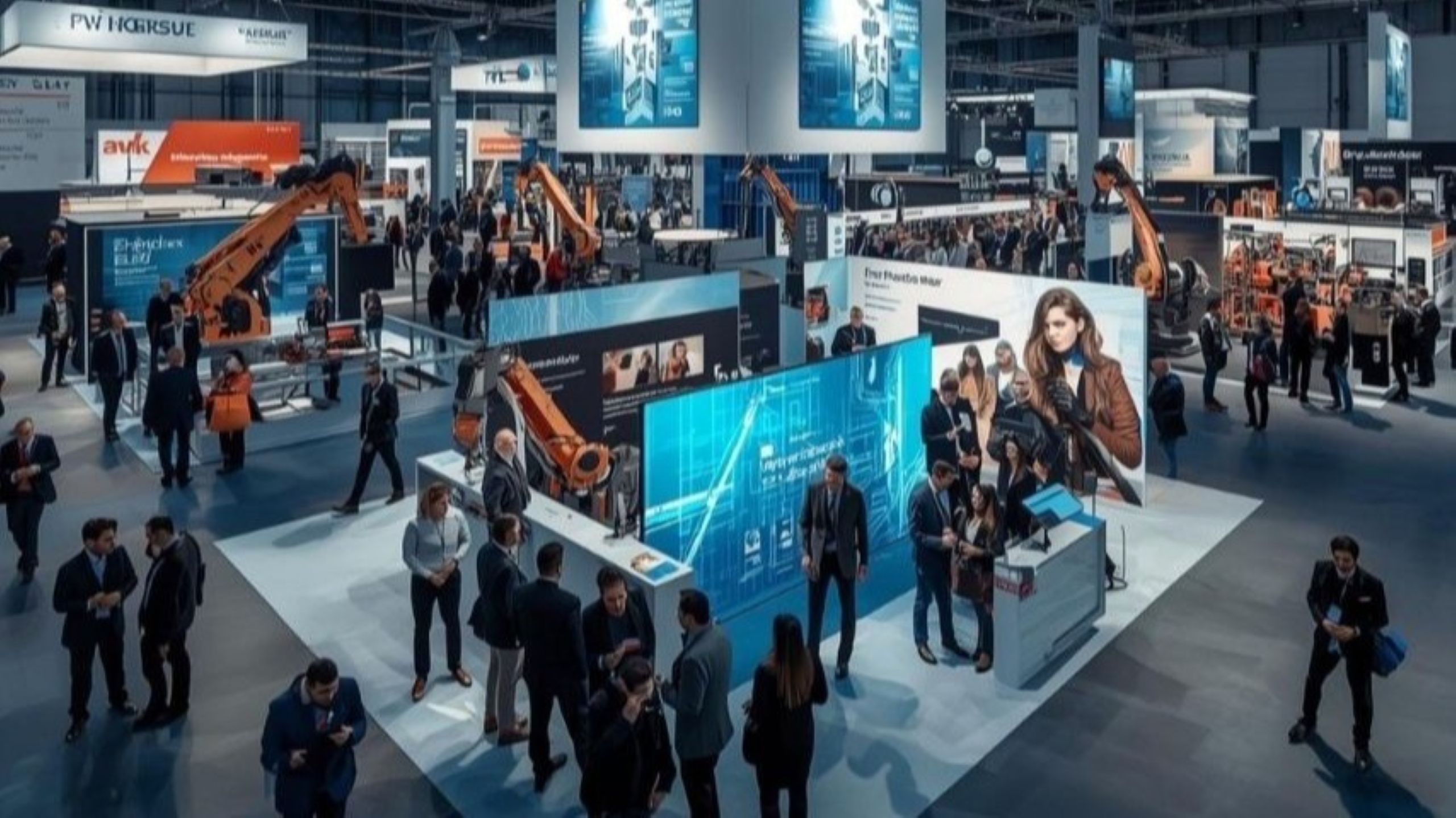 Hannover Messe industrial tech exhibition showing European trade fair investment and technology showcase
