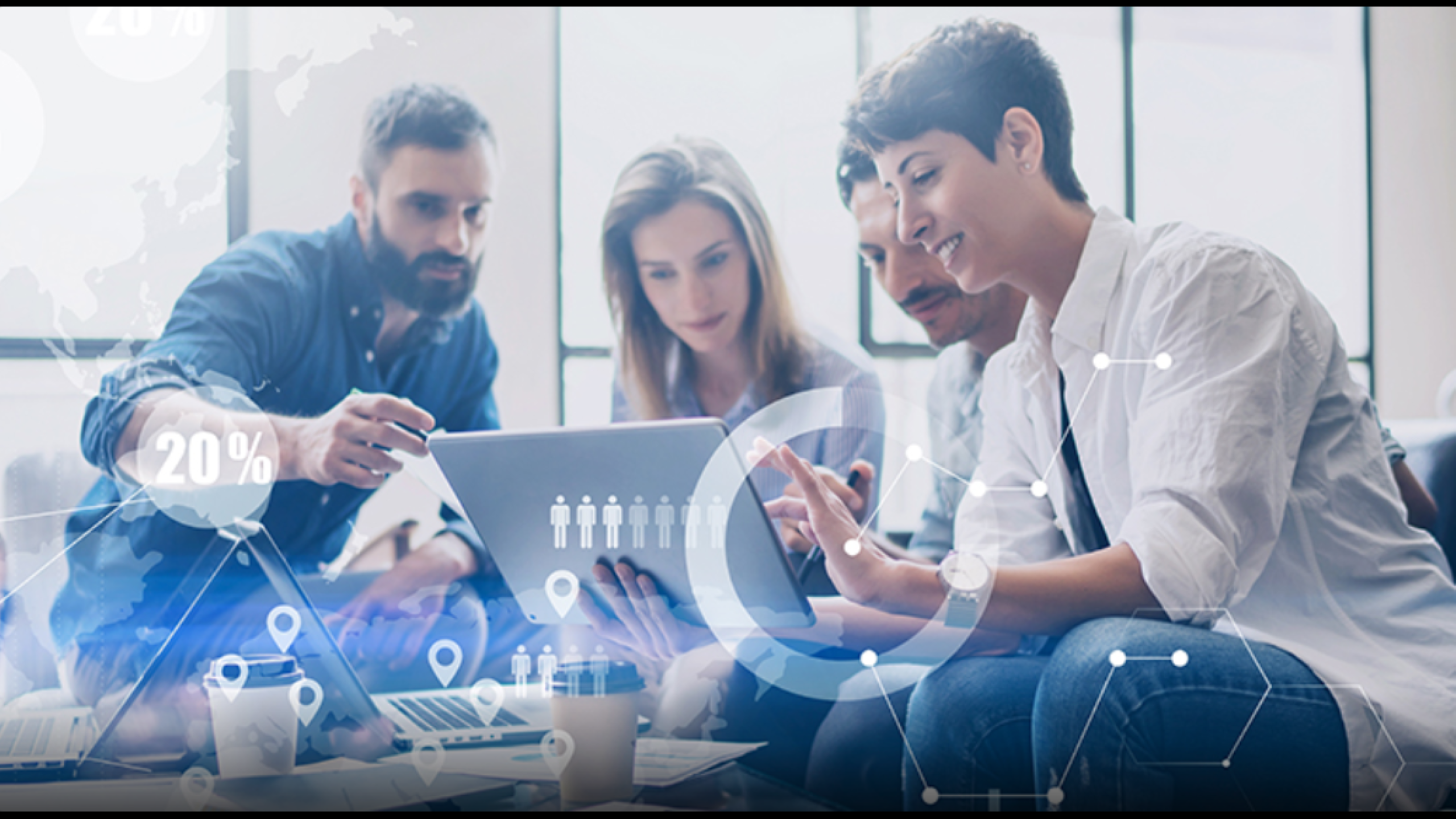 Business professionals collaborating on AI regulation compliance strategy in a modern European digital economy office environment