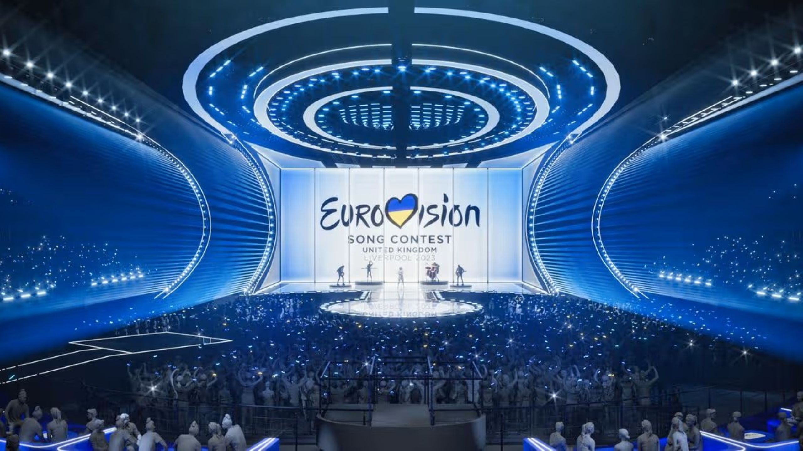 Wiener Stadthalle arena packed with fans during Eurovision 2026 live show in Vienna Austria