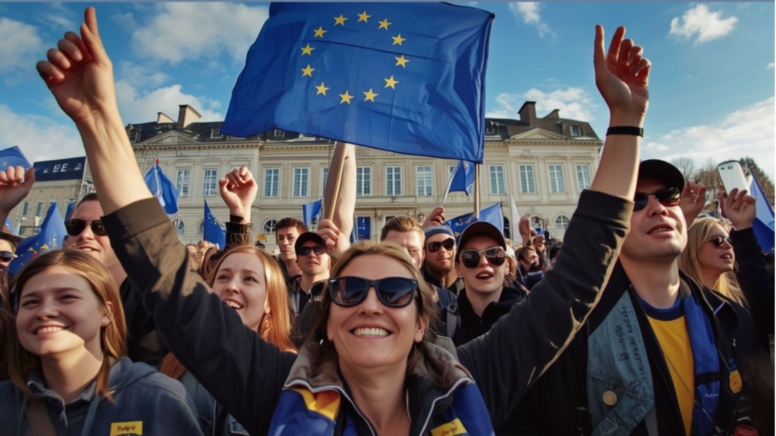 European citizens celebrating unity and prosperity at an outdoor Europe Day 2026 public event