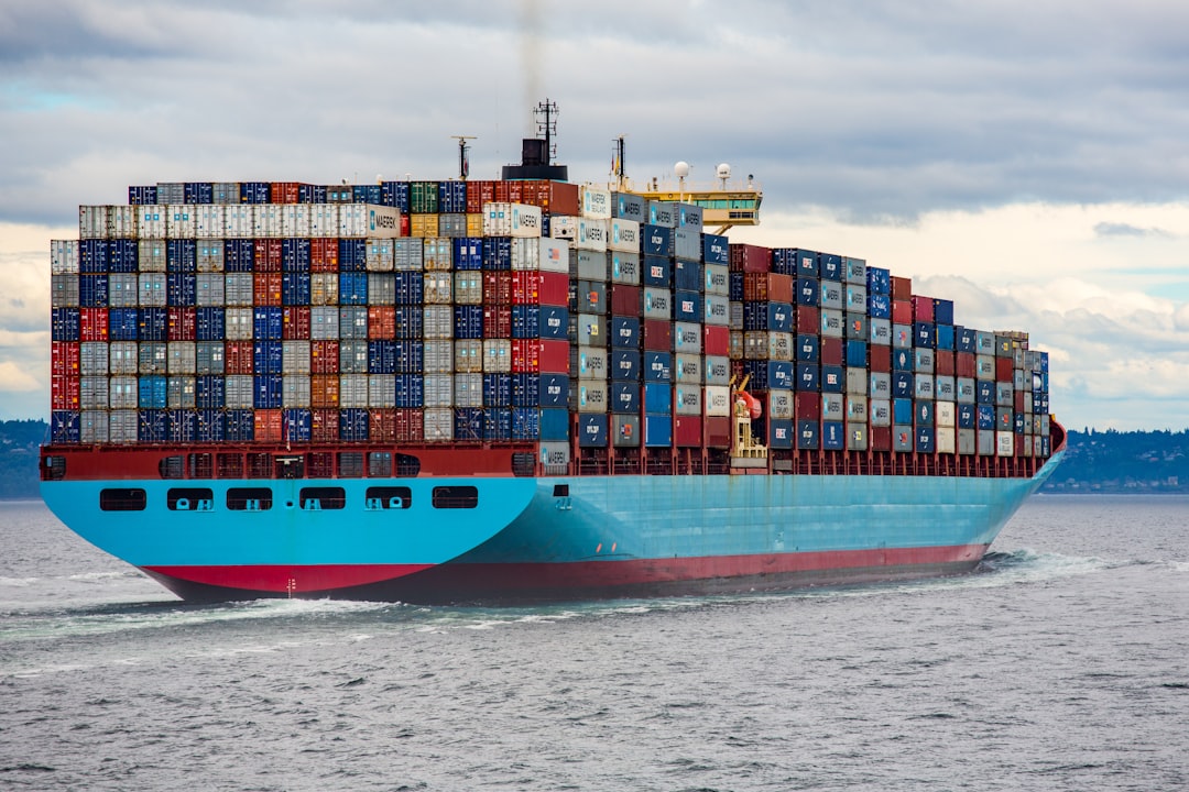 Large cargo container ship at sea transporting goods across European waters, representing EU single market trade and logistic